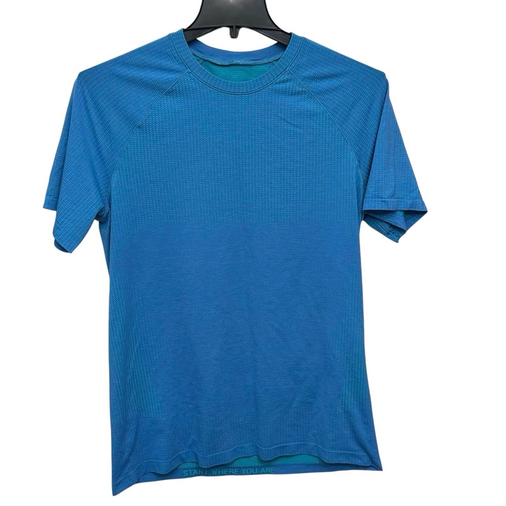 Lululemon Shirt Mens‎ BLUE Metal Vent Tech Crewneck Performance Stretch Gym LRG
